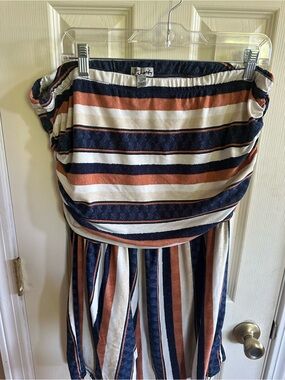 J for Justify Navy, Rust & White Strapless Romper